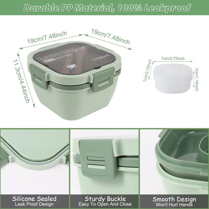 Resszo Lunch Box 1250 Ml Boite Repas Avec 3 Compartiments Et Couverts