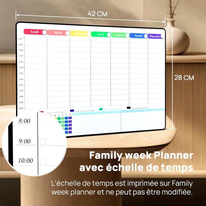 Calendrier Magnétique Ou Adhésif Personnalisé A3 – Planning Repas & Emploi Du Temps Familial – Photo & Texte – Perpétuel Hebdo/Mensuel