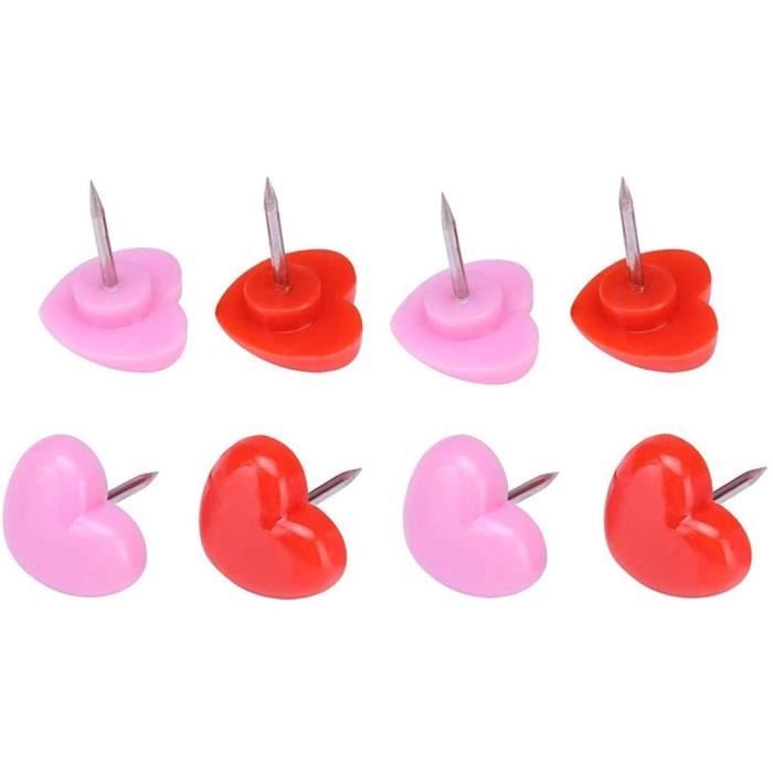 100 Punaises En Forme De Cœur Rose - Pour Tableau En Liège, Déco Murale - Idéal Café, Bureau, Maison - Lot Économique Et Mignon