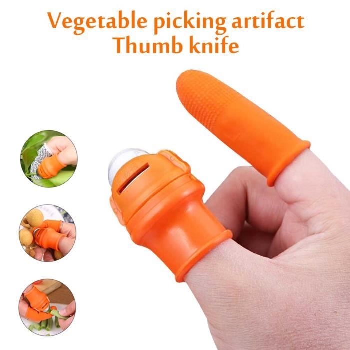 Couteau De Pouce En Silicone - Pour Jardin, Légumes, Fruits - Protection Doigts - Acier Inoxydable