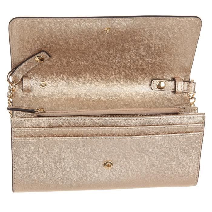MICHAEL KORS Pochette a Bandouliere Cuir JET SET TRAVEL Dore Femme Dore Cdiscount Bagagerie Maroquinerie