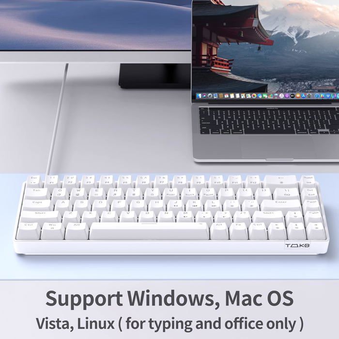 Clavier Mécanique Gaming Geeky GK61 SE 60% - RGB, Switches Speed Yellow, Câble Type-C Amovible, US ANSI