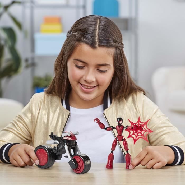 Figurine articulée Spider-Man Bend and Flex avec moto 2 en 1