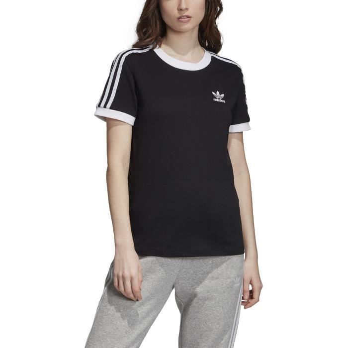 T shirt femme adidas 3 Stripes Noir blanc blanc Cdiscount Pr t