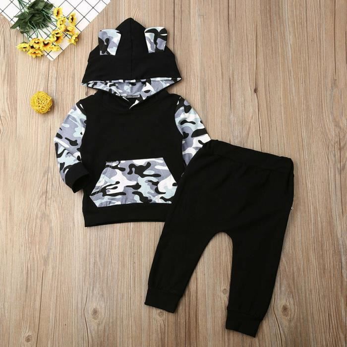 Generisch Costume d'Halloween pour enfant bébé garçon Halloween tenue manches longues citrouille sweat à capuche haut pantalon tout-petit hiver vêtements ensemble bébé mois, Blanc., 3-4 ans