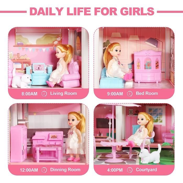 Maison de Reve pour Filles Jouet Fille 3 4 5 6 Ans Maison de Poupee avec Poupee et lere Cadeau Fille 5 12 Ans Enfant Jouet5 Cdiscount Jeux Jouets