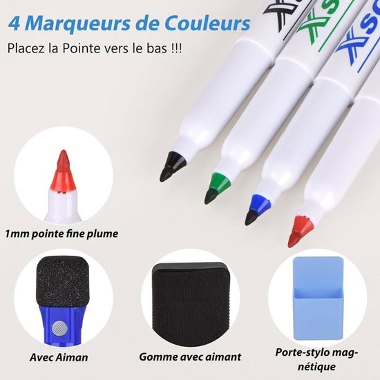 MCCORL Calendrier Adhesif Tableau Blanc Planning Mural, Planificateur Mensuel Et Semainer Effaçable Parfait Pour Planification Des Tâches, Organiseur Hebdomadaire Repas Familial - En Français