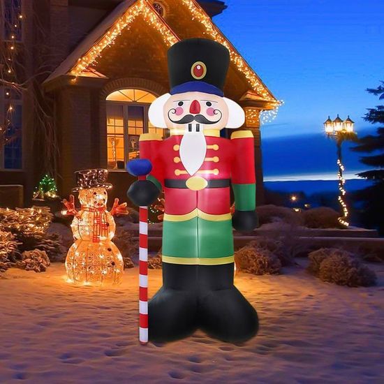 Décoration Gonflable Père Noël Casse-Noisette - 180 Cm Avec LED - Pour Le Jardin Et La Maison
