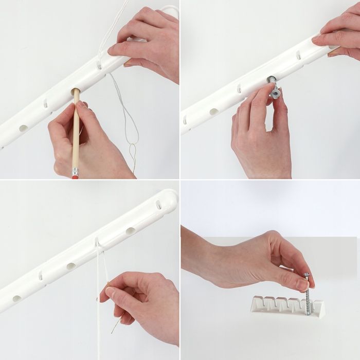 Séchoir à Linge Plafond 6 Branches - Économie D'Espace - Acier PE - 80cm - Blanc - Supporte 12kg
