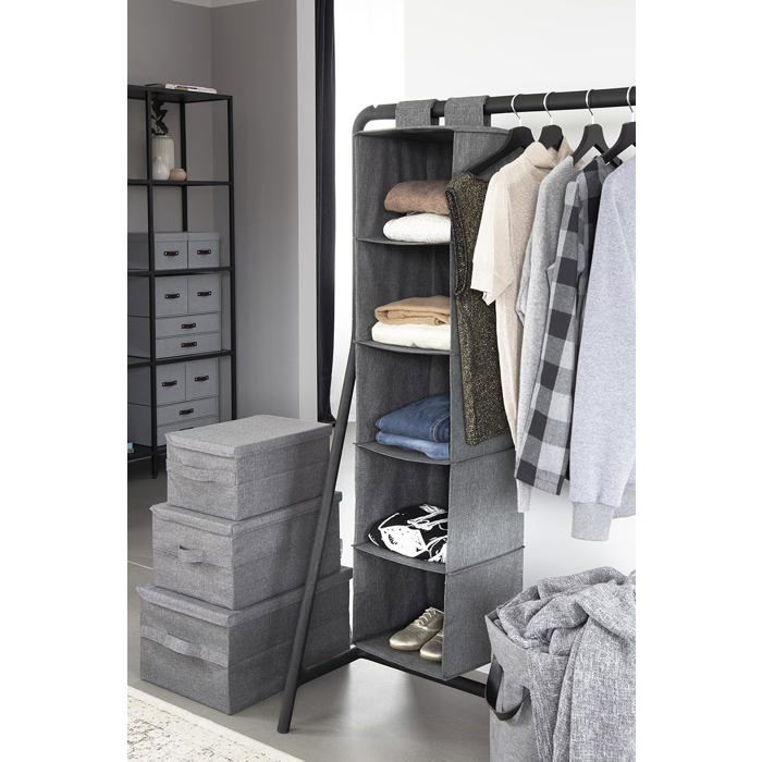 Boîte de Rangement Moyen Modèle Polyester Gris 40 x 30 x 22 cm ...