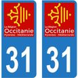 Lot 2 Autocollants Stickers plaque immatriculation voiture auto département 31 Haute-Garonne Logo Région Occitanie-0