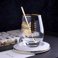 Service à café avec soucoupes,Ensemble de tasses et soucoupes en verre pour café, vin, Cocktail, whisky, - Type Love pattern cup #A2-0