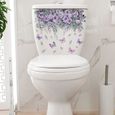 Violet Rose fleur autocollant Mural salle de bain toilette décoration à la maison décalcomanie embellissement auto-adhésif Mur-0
