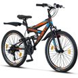 Licorne Bike Vélo VTT 26" Premium Vélo [24, Noir/Bleu/Orange]-0