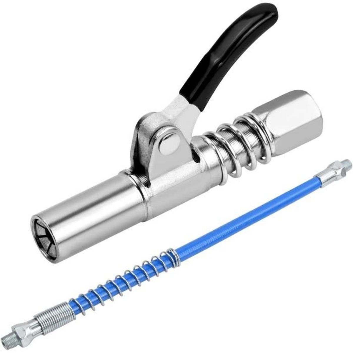 Embout Pompe à Graisse Renforcé Avec Tuyau Flexible 30 Cm - Verrouillage Rapide, Haute Pression (10000 PSI), Compatible M6 à M14 - Pour Graisseurs Manuels, électriques, Pneumatiques