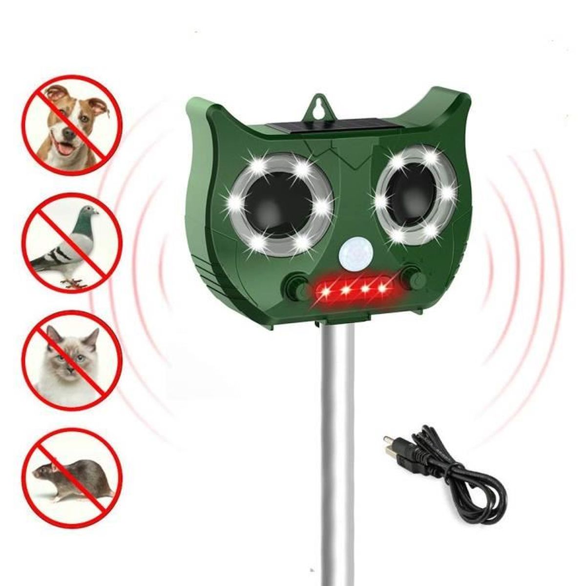 Repulsif Chat Ultrason Solaire Repulsif Chat Exterieur Pour Repousser Animaux Nuisibles Protecteur De Jardin Batterie En Lithium Inc Cdiscount Jardin