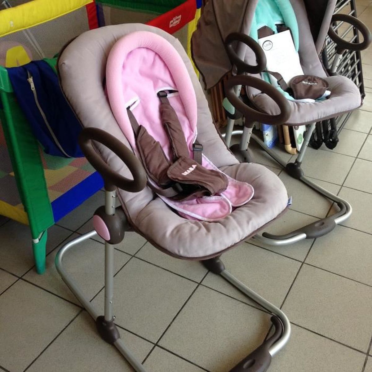 Transat Up And Down Marron Gris Rose Cdiscount Puericulture Eveil Bebe