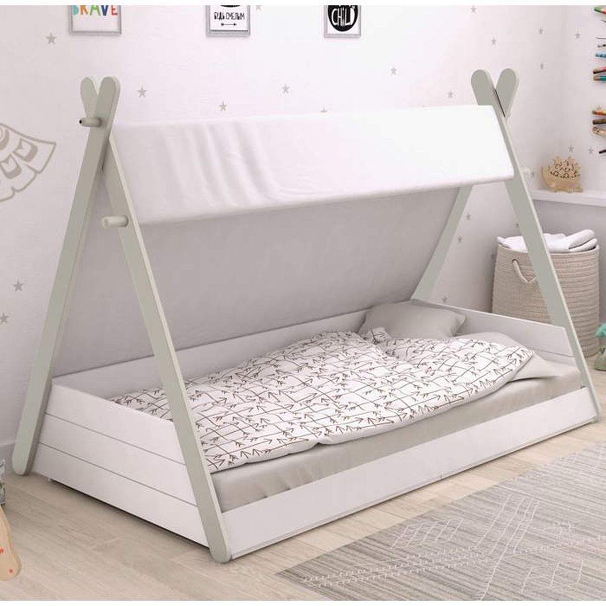 Lit Enfant Tipi 90x200 Terre De Nuit Achat Vente Structure De Lit Lit Enfant Tipi 90x200 Cdiscount