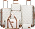 BRITISH TRAVELLER Lot de 6 Valises Cabine (30/53/61/73cm)+Vanity Case Rigide +Pliable Sac de Voyage pour Sport avec Trousse de Maquillage, Crème