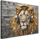 Tableau sur toile Lion Pop Art Musique élément décoratif pour mur - FEEBY - 100x70 cm
