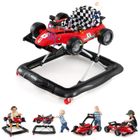 Trotteur Bébé Garçon 4 en 1 Pliable COSTWAY-3 Hauteur Réglable-Boîte à Musique avec Lumière-Roues Silencieuses-6 à 18 Mois-Rouge