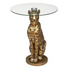 ATMOSPHERA CRÉATEUR D'INTÉRIEUR Table à café "Leopard" en résine & verre trempé D40cm doré - Atmosphera createur d'interieur