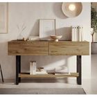 DESIGN AMEUBLEMENT Meuble d'entrée 2 portes | Design Industriel | Structure Acier Noir Mat | Couleur Pin Atlantique | 139cm | Modèle Factory R1