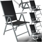 Fauteuils de jardin - TECTAKE - Lot de 4 chaises de jardin pliantes MARILENA Pliable Dossier réglable 7 positions - Noir/Anthracite