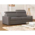VENTE-UNIQUE Canapé 4 places convertible express en tissu VIZIR - Gris - Couchage lattes larges 160 cm - Matelas 22 cm avec mémoire de forme DUNL