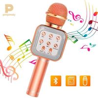 PIMPIMSKY Microphone Karaoke Sans Fil  Microphone Bluetooth Portable Compatible avec Android  IOS  PC  Smartphone - Or Rose