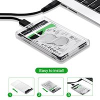 Boîtier Externe Orico pour Disque Dur SATA III II I HDD SSD 2.5 Pouces - Transparent - USB 3.0 - 2To Max - 5Gbps