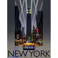 PLAQUE METAL NEW YORK (HT 30 x 15 cm), TABLEAU NEW YORK, TAXI NEW YORK, DECORATION NEW YORK