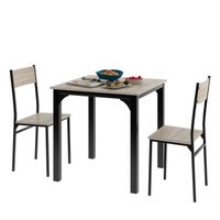 Ensemble Table avec 2 Chaises pour balcon, salon et salle à manger, 70x70x75 cm, couleur naturelle