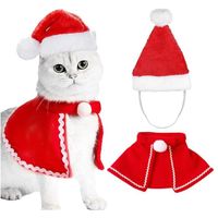 Costume de Noël pour Animaux de Compagnie, 2 Pièces Vêtements de Noël pour Chien et Chat, Deguisement Noel Chien, Chapeaux de Noël, 