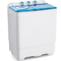GOPLUS Machine à Laver à 2 Cuves avec 6,5 KG de Capacité de Lavage, Lave-linge Portable 280 W avec Minuterie, Bleu + Blanc