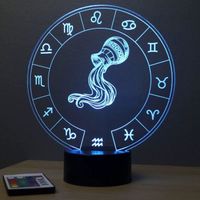 Lampe de chevet veilleuse Astrologie Verseau avec télécommande - Cadeau anniversaire surprise Collection Déco