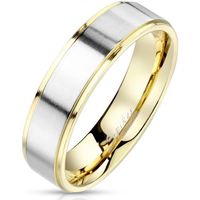 Bague anneau homme femme couple plaqué or bandeau acier brossé (57)