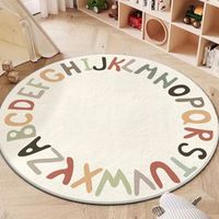 Space Tapis de Jeu Fait Main ABC Alphabet pour Enfants - Doux Coton Lisse Lettres Éducatives Précoce Tapis, Blanc & couleur,120cm