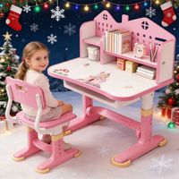 yifaeux Bureau d'étude pour enfants avec chaise, table d'étude réglable en hauteur avec correcteur d'assise, chaise de bureau ergonomique avec support pour livre, pédale, cloison (rose, bleu yifaeux Bureau d'étude pour enfants avec chaise, table d'étude réglable en hauteur avec correcteur d'assise, chaise de bureau ergonomique avec support pour livre, pédale, cloison (rose, bleu