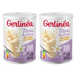 SUBSTITUT DE REPAS Gerlinéa - Lot de 2 Boissons Milkshake goût Vanille - Substituts de repas riches en protéines - Poudre à reconstituer - 30 repas