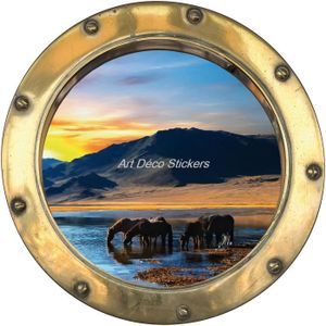 8808 Stickers porthole trompe l/'oeil horse ref