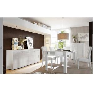 Salle A Manger Complete Blanc Laque Achat Vente Pas Cher