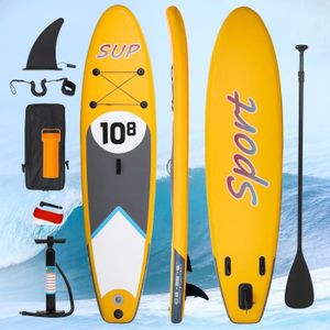 STAND UP PADDLE Planche de Stand up Paddle Gonflable - BALOVEBY - 329 cm - Jaune - Pour Surf - Kit Complet