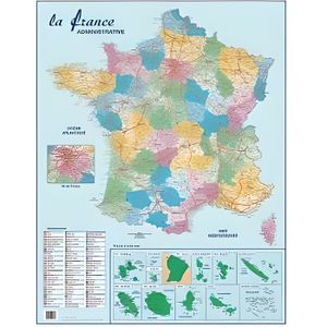 CARTE - PLANISPHÈRE Carte France Administrative, Routière et Dom-Tom 