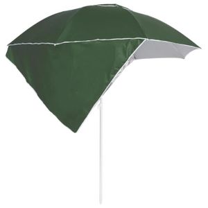 PARASOL Parasol de plage avec parois latérales Vert 215 cm