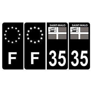 HADEXIA Pack 2 Paires Stickers Plaques Immatriculation Premium PSG Paris Saint Germain Noir - Numéro Département Personnalisé
