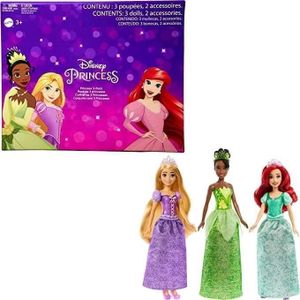 POUPÉE SHOT CASE - Princesses Disney - pack de 3 poupées (Ariel, Tiana, Raiponce)