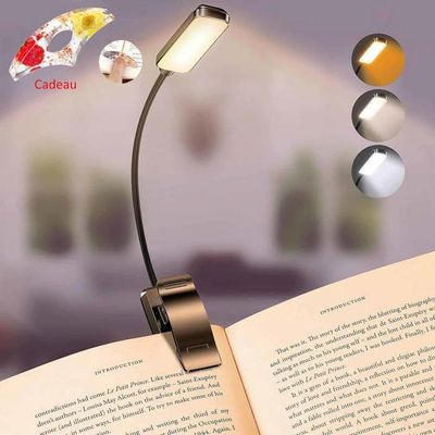 Lampe De Lecture LED Avec Pince - 3 Modes, 10 Luminosités, Flexible 360° - Pour Lit, Bureau Ou Chevet
