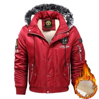 Parka Homme Polaire Avec Capuche - Veste Rembourrée, Manches Longues, Poche Surdimensionnée