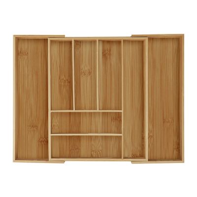 Relaxdays Organiseur à Couverts Extensible En Bambou Nature - Range-Tiroir Cuisine Jusqu'à 57,5 Cm